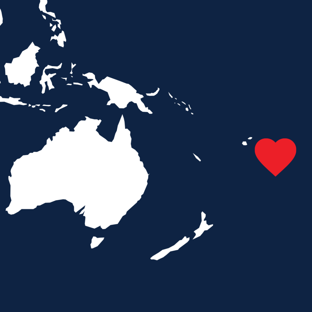 A map showing Tongo highlighted with a heart.